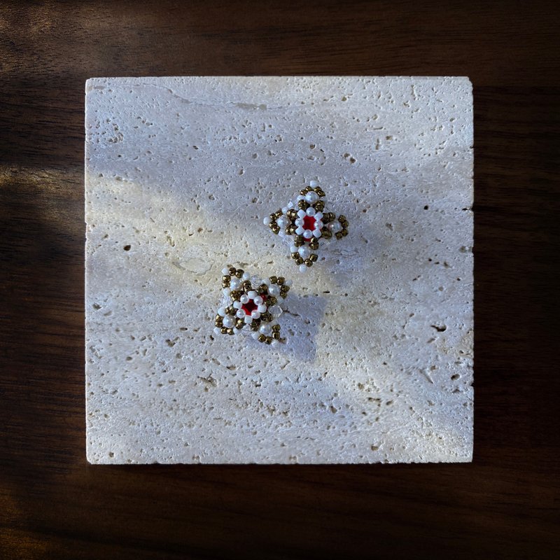 Atelier Pluton实验序号 | PL521 - 耳环/耳夹 - 玻璃 红色