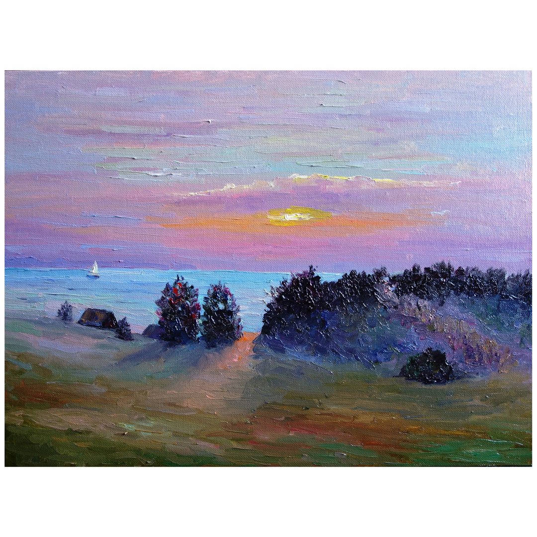 Wildflower Oil Painting Original Art 油畫原作 Landscape Artwork Sunset Canvas Art - 海报/装饰画/版画 - 其他材质 多色