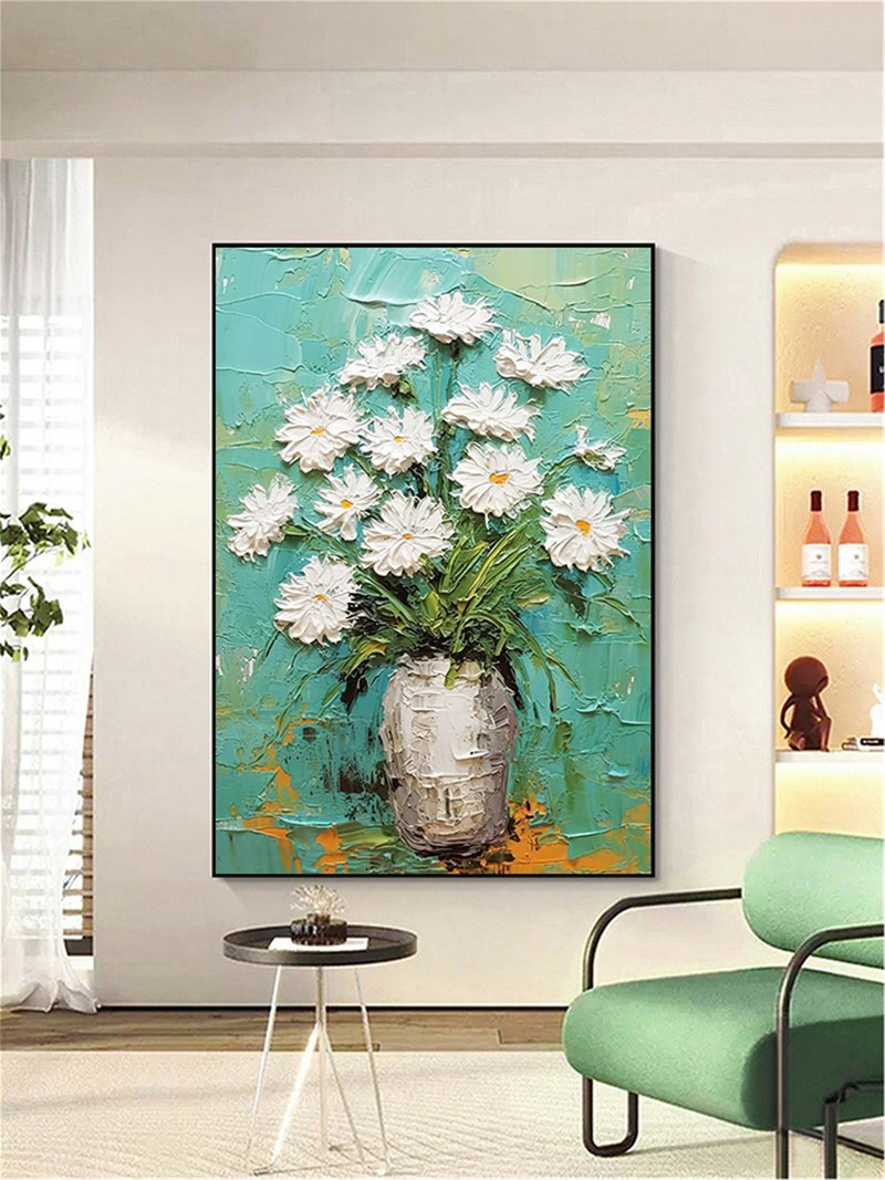 如花 手绘花卉油画抽象原创现代装饰画餐厅客厅走廊玄关卧室挂画 - 海报/装饰画/版画 - 亚麻 多色