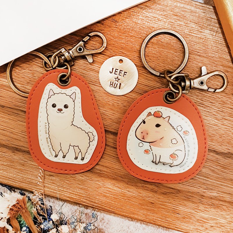 巧手猫x城市猫 环保皮革 敲字钥匙圈(扣) 森林动物 羊驼 水豚 猪 - 钥匙链/钥匙包 - 人造皮革 多色