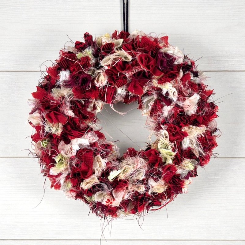 织品花圈 || 和服改造 || 圣诞・新年 - 干燥花/捧花 - 丝．绢 红色