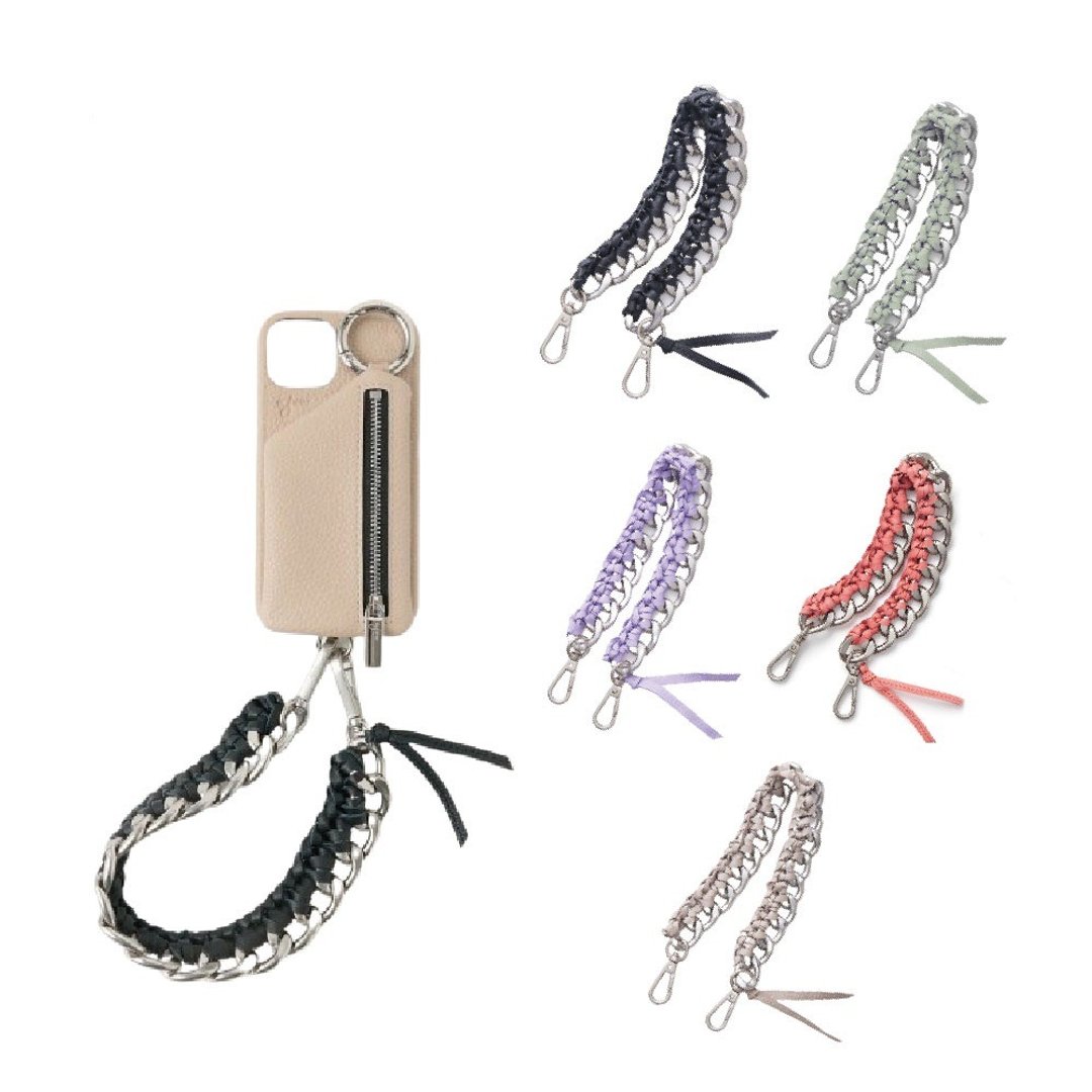 ajew tie chain 牛皮编织链条手机背带 - 挂绳/吊绳 - 人造皮革 黑色