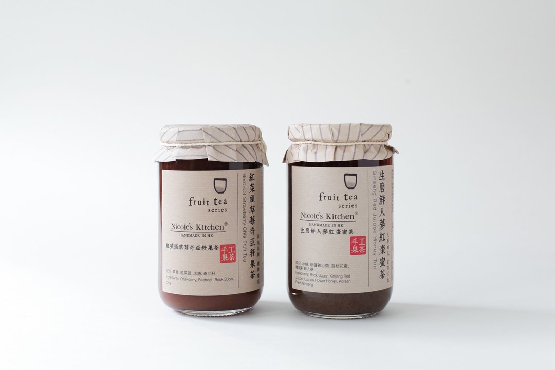 【元气组合】 红菜头草莓奇亚籽果蜜茶 + 生磨人蔘红枣蜜茶 - 果酱/抹酱 - 玻璃 白色