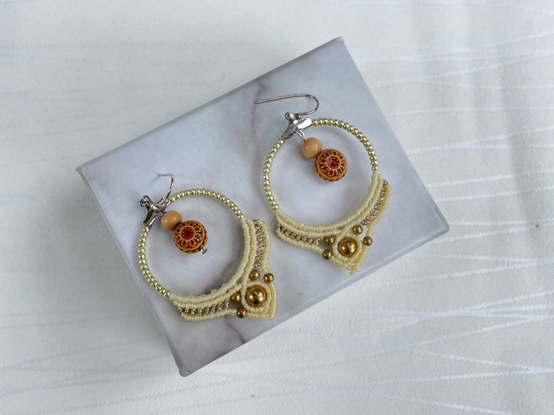 *210666 Macrame 南美蜡线 Swarovski  耳环 - 项链 - 铜/黄铜 粉红色