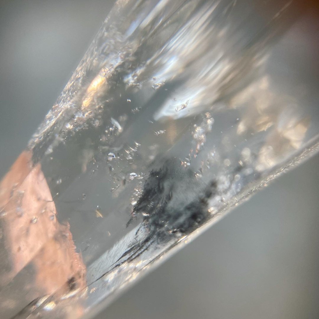 【Lost and find】天然石 彩虹 异像 包裹 黑砂 水胆 项链 1T63 - 项链 - 宝石 透明