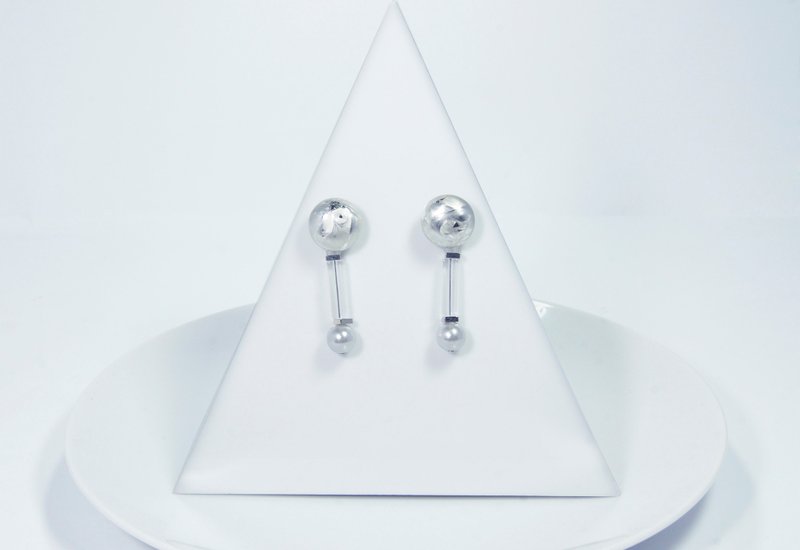 Space age银河金属几何耳环 - 耳环/耳夹 - 玻璃 银色