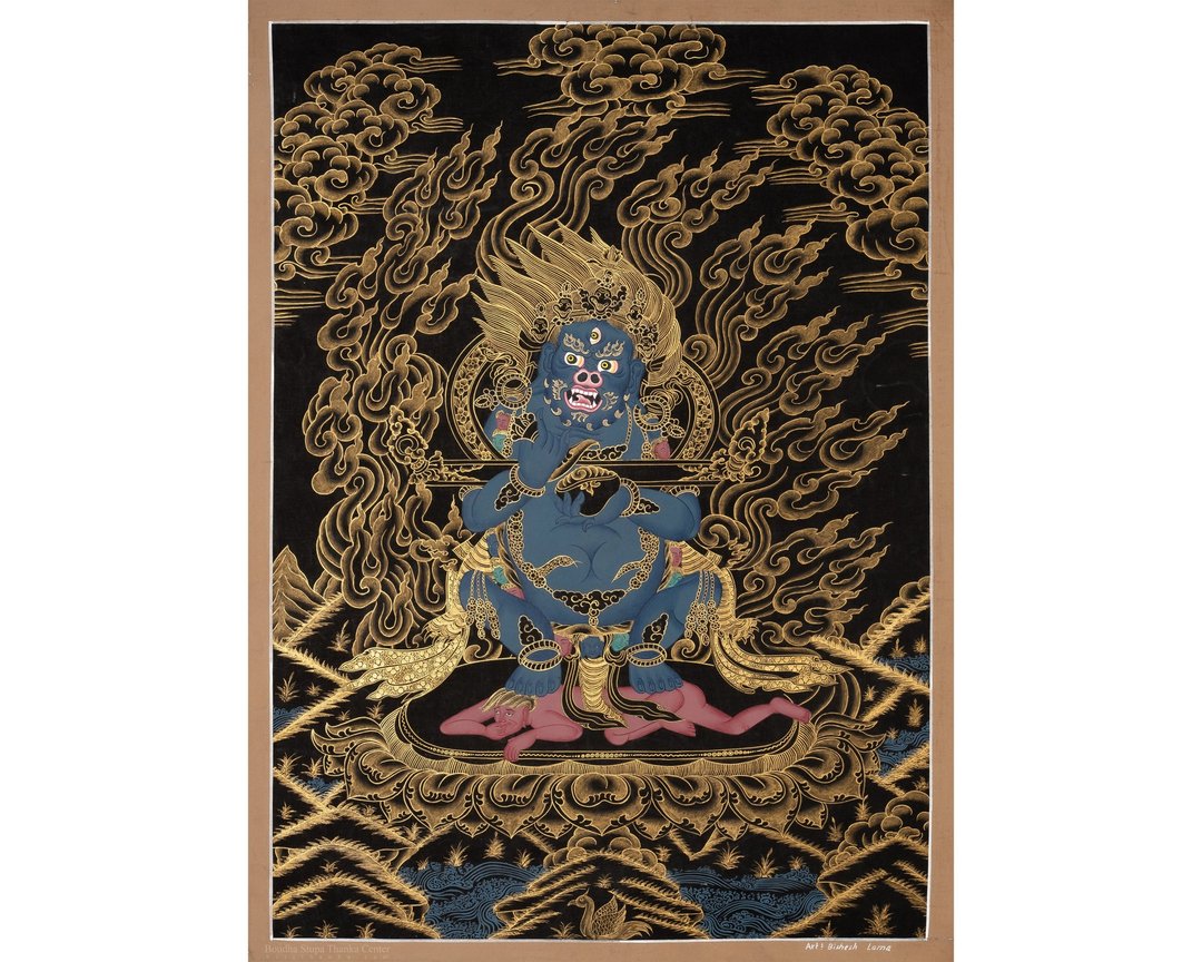 Mahakala 唐卡 象征保护和权力 动态描绘 - 墙贴/壁贴 - 其他材质 多色