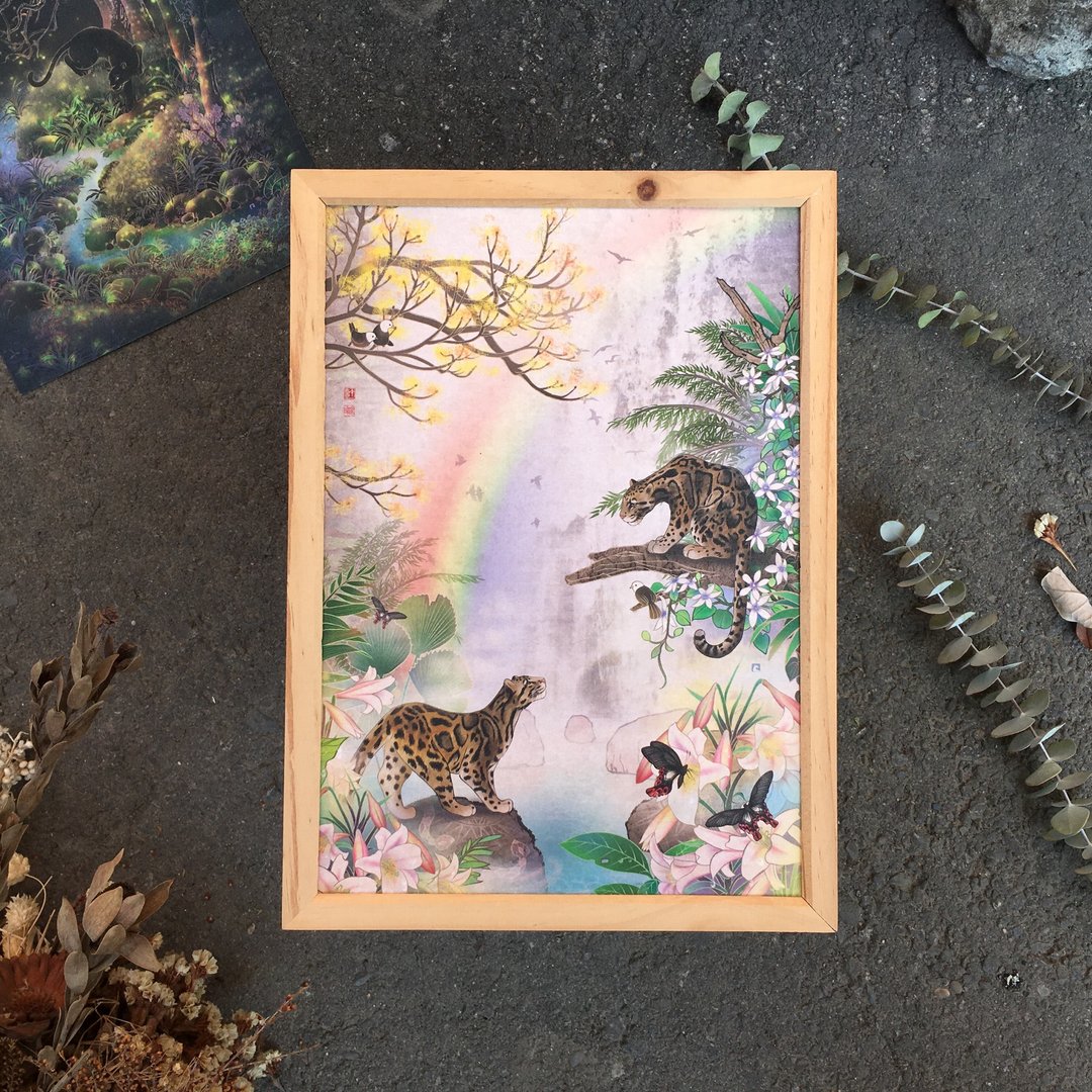 【A4双面防水收藏海报】艺术插画/  云豹&黑豹 / 自行裱框 - 海报/装饰画/版画 - 纸 多色