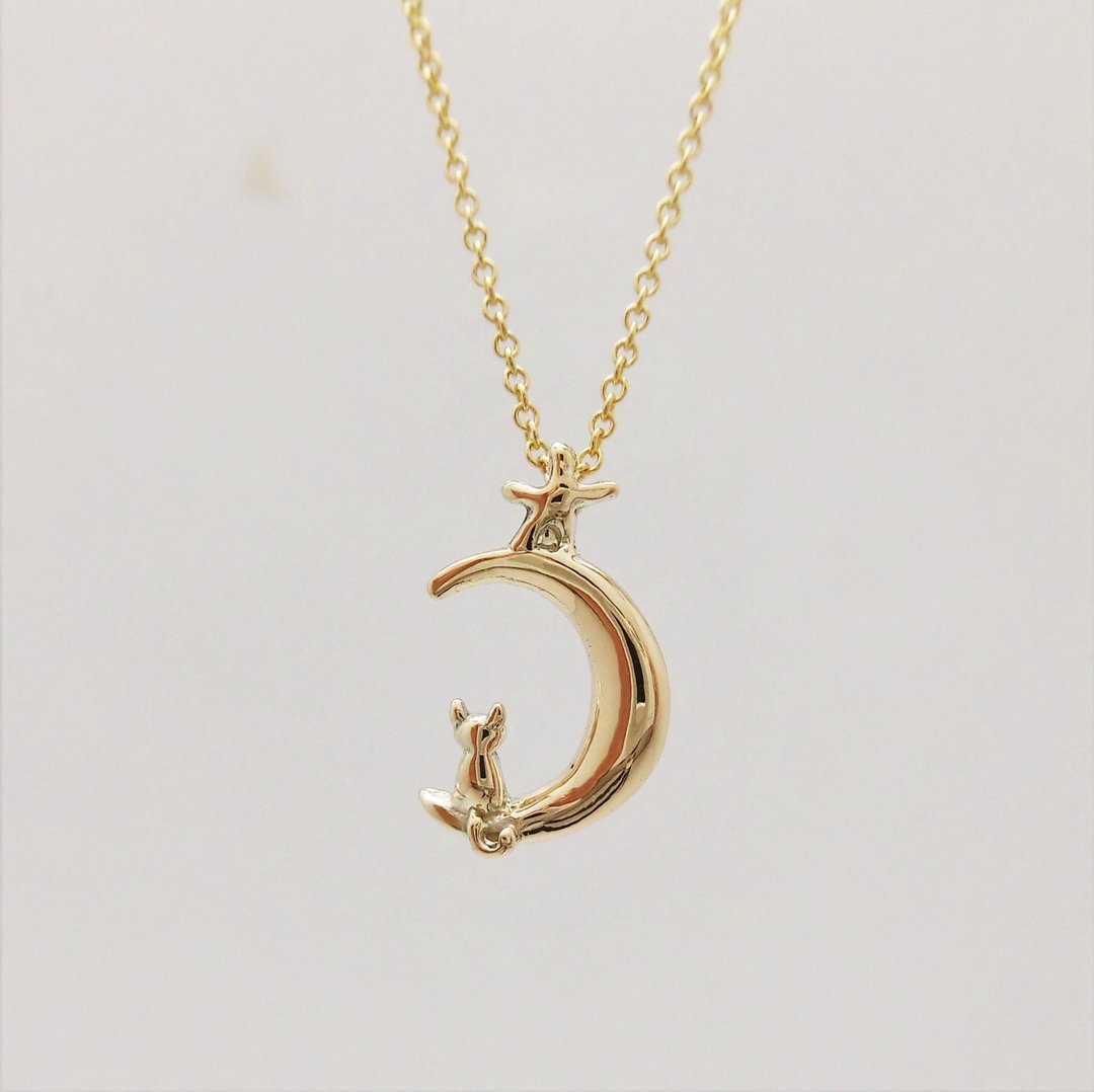 K10 necklace Hoshitsuki cat - 项链 - 其他金属 金色