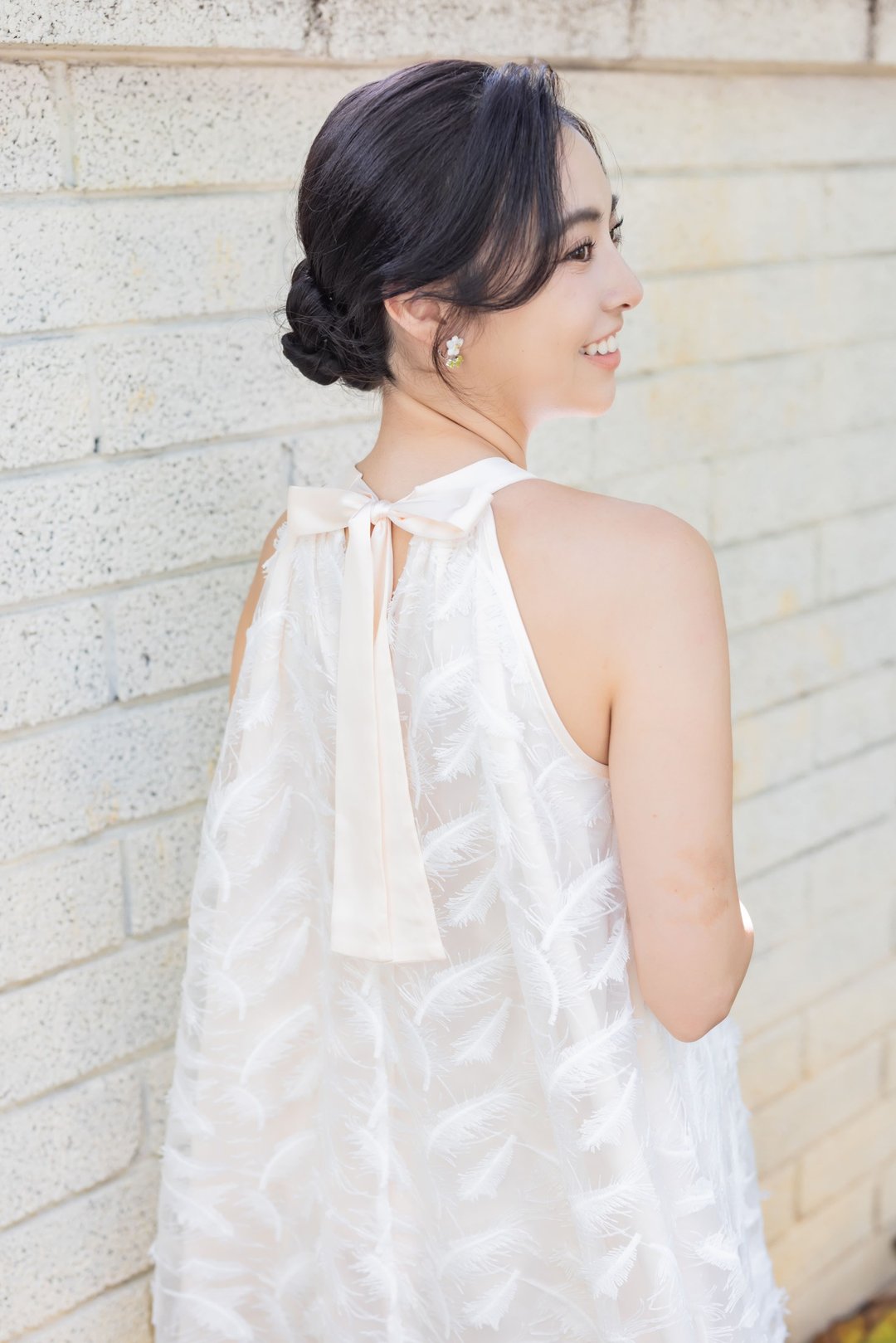 羽毛蕾丝短洋装 杏色款       轻婚纱首选 - 洋装/连衣裙 - 其他材质 白色