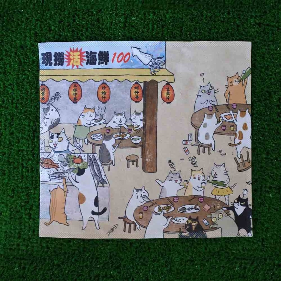3猫小铺万用擦拭布~热炒100(插画家:猫小姐) - 其他 - 聚酯纤维 