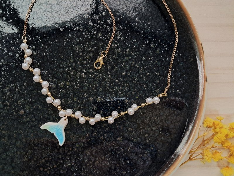 玻璃瓷项链  鲸鱼尾 - 项链 - 玻璃 蓝色