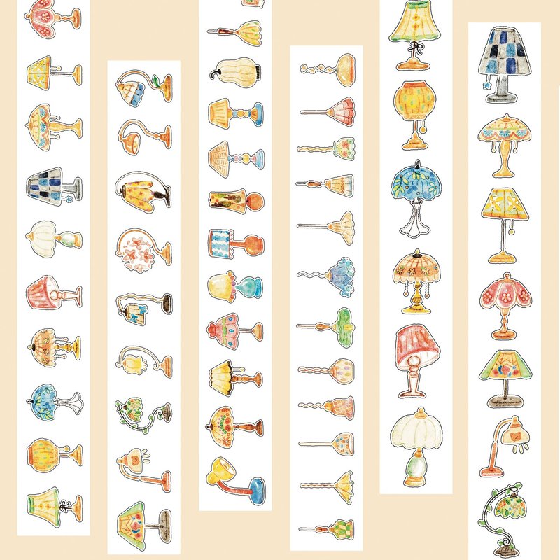 【膠帶】燈燈子 PET 和紙膠帶 切膜 手帳隨心配 10米卷 - 纸胶带 - 纸 多色