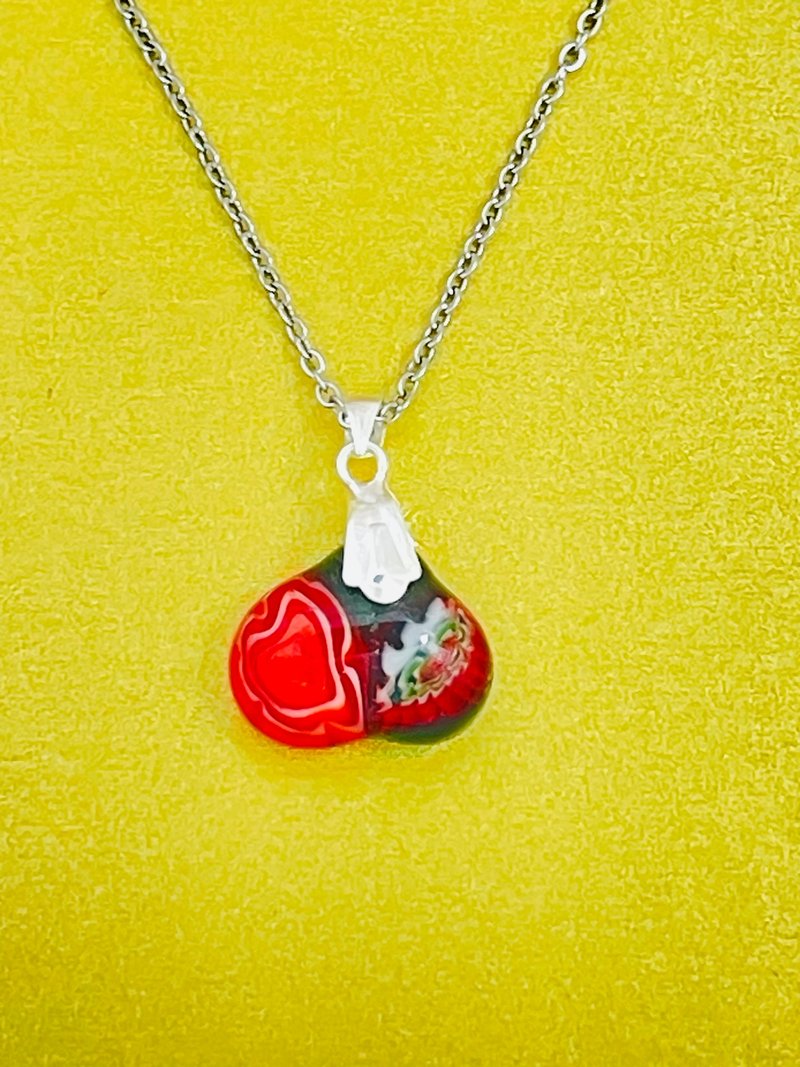 琉璃项链 花裤屁桃 99 坠头 医疗钢项链 独特风格  生日礼物 - 项链 - 琉璃 多色