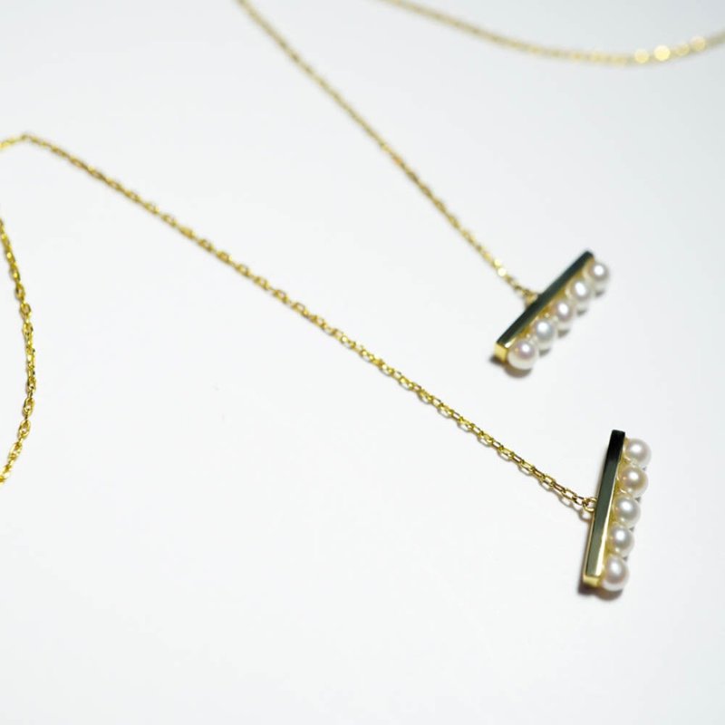 【平衡系列】原创18K金 珍珠耳饰耳线 原创ins风单只高级感 - 耳环/耳夹 - 珍珠 金色