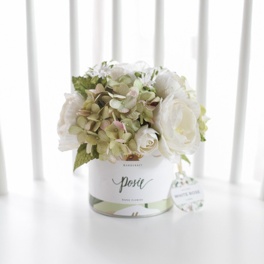 Aromatic Medium Flower Gift Box Natural White - 摆饰 - 纸 绿色