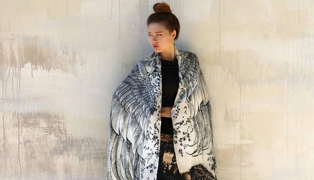 White Wings Shawl - 丝巾 - 棉 