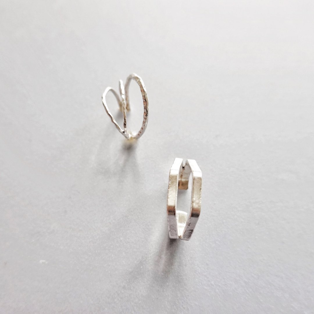 Ring Cuff | Embrace三环纯银耳夹 - 耳环/耳夹 - 银 