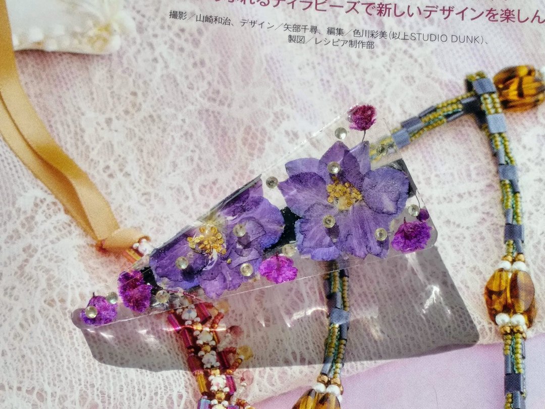 手作押花发夹 - 蓝色千鸟花发夹 - 发饰 - 其他材质 紫色