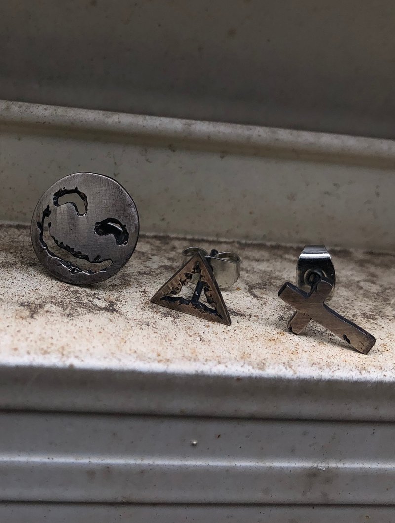 小小耳钉组 Mini ear studs set - 耳环/耳夹 - 银 银色