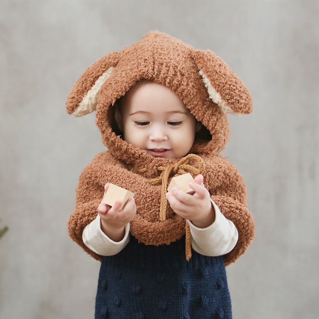 日安朵朵 / Happy Prince 软绵绵小狗连帽披肩 - 围嘴/口水巾 - 聚酯纤维 咖啡色