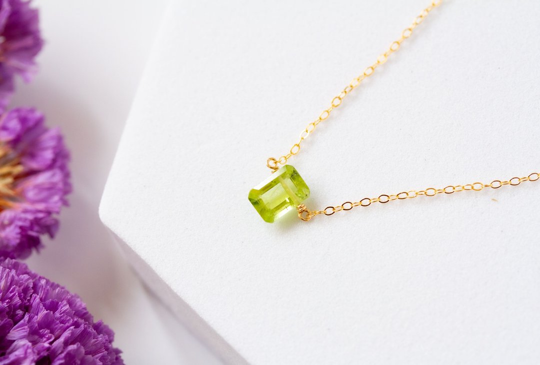 橄榄石宝石项链 14kgf / Peridot Gemstone Necklace 14kgf - 项链 - 宝石 绿色