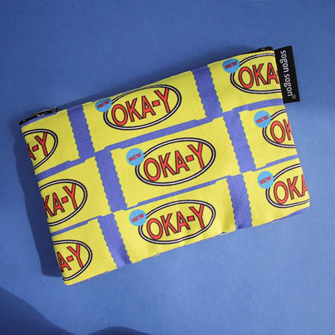 okay 饼干 帆布 拉链 收纳包 - 化妆包/杂物包 - 棉 黄色