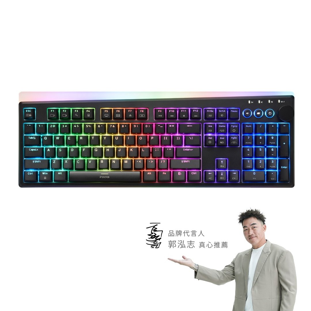 irocks K71R RGB背光 无线机械式键盘 达隆轴 黑色 注音版 - 电脑配件 - 其他材质 