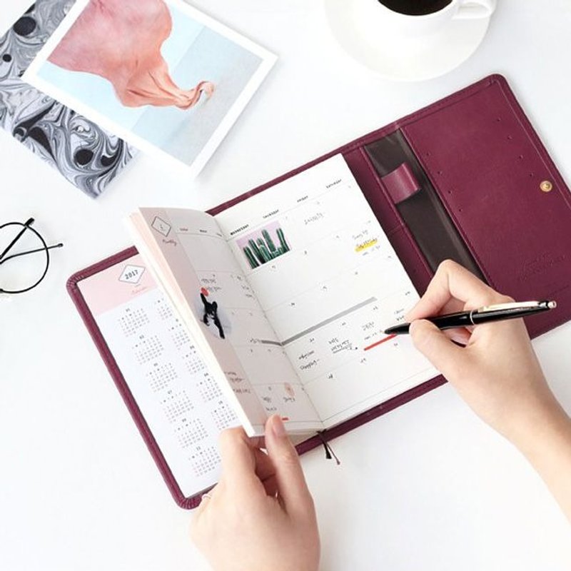 手帐年历-三折皮夹式周志V3-博根地红,ICO87168 - 笔记本/手帐 - 纸 红色