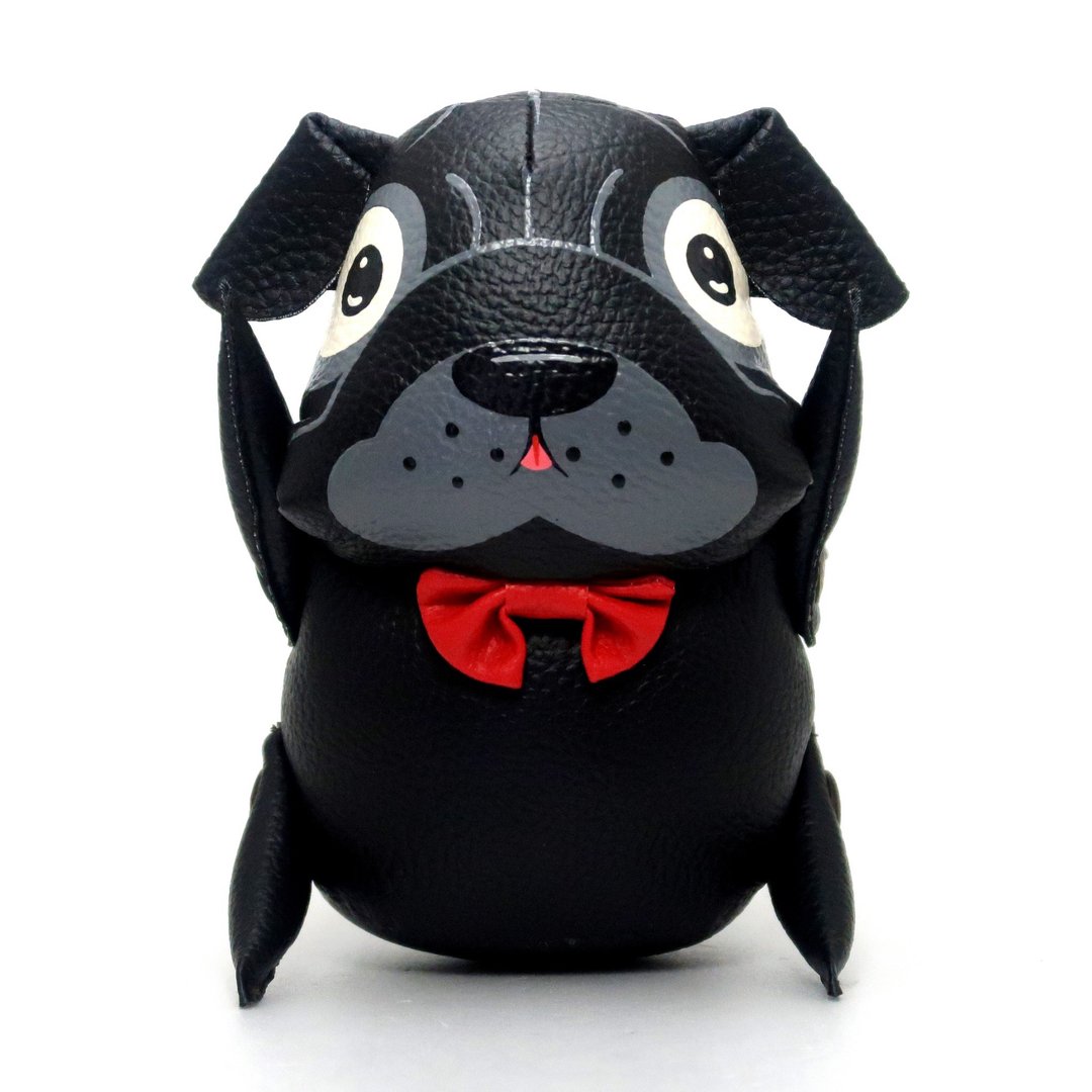 Black pug doll,fat little dog , handmade doll for animals lovers. - 玩偶/公仔 - 人造皮革 黑色