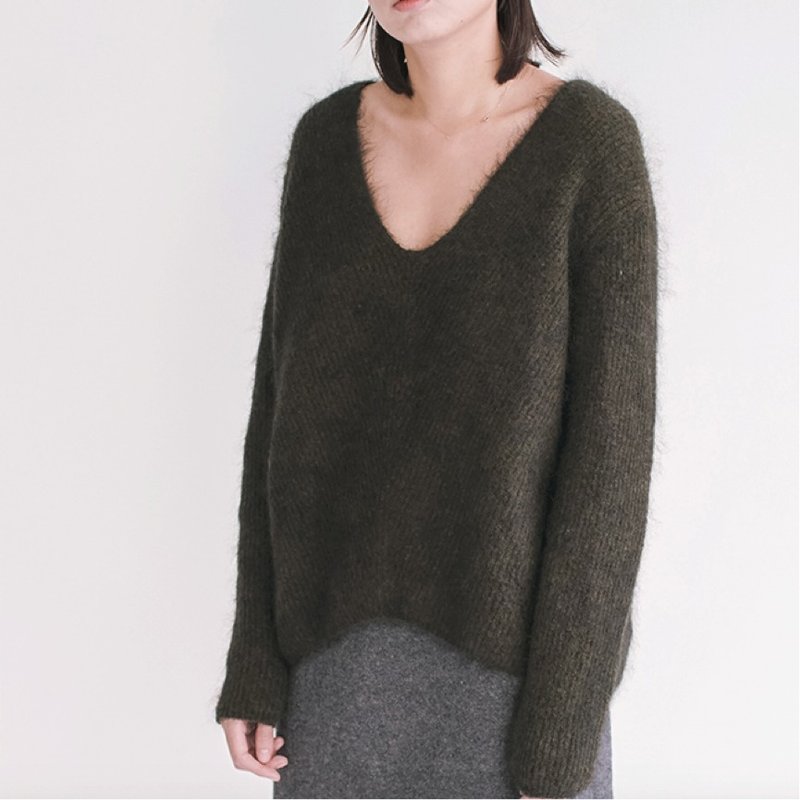 橄榄绿 little green 意大利进口马海毛V领套头毛衫毛衣 大牌同厂重磅进口质料 轻薄保暖 孤注一掷的心血啊啊啊啊啊 | vitatha番塔塔 - 女装针织衫/毛衣 - 聚酯纤维 绿色