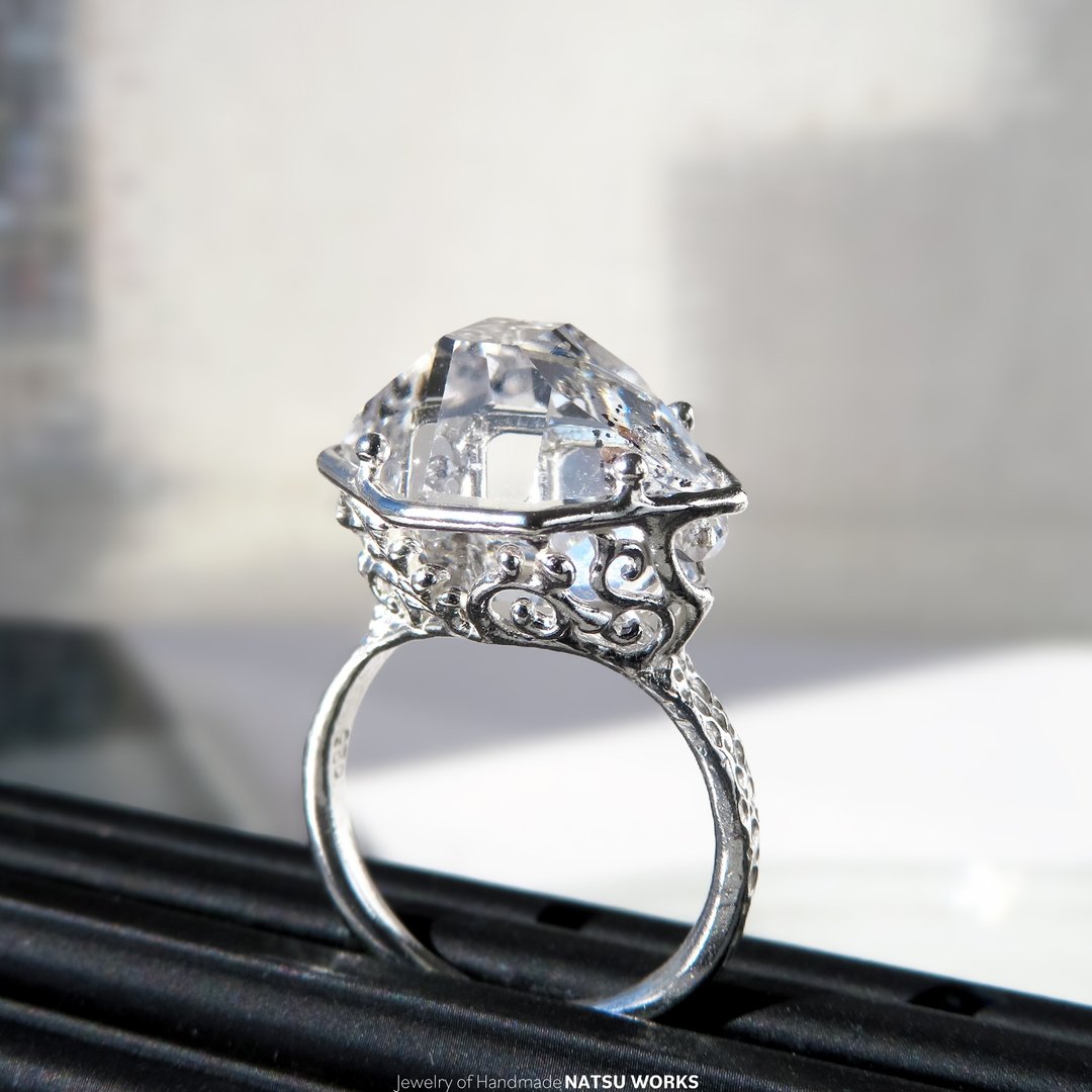 赫基蒙钻石戒指 / Herkimer Diamond Ring 236 - 戒指 - 宝石 透明