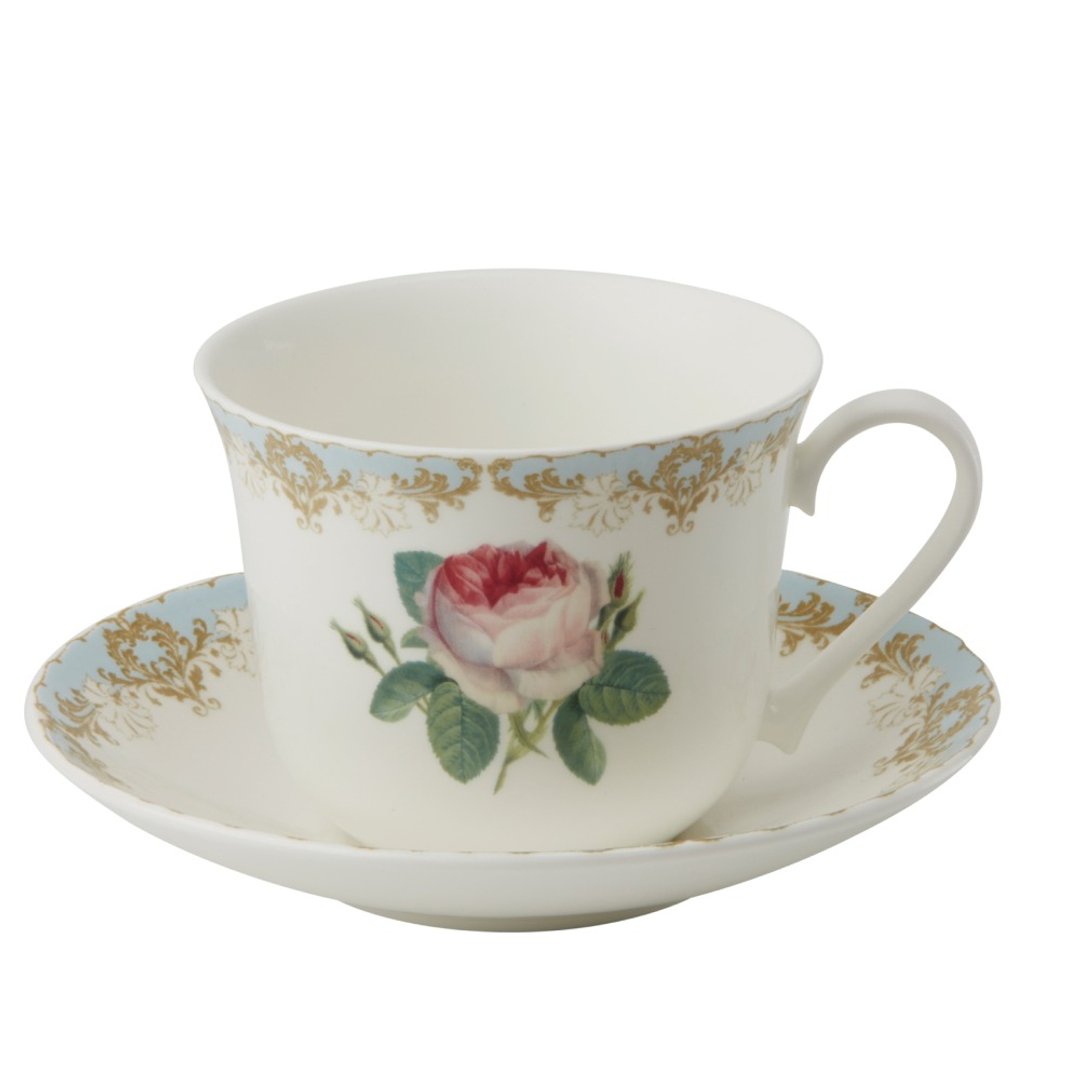 英国 RK | Vintage Roses 古典玫瑰园 450ml 天空粉蓝 早餐杯盘组 - 茶具/茶杯 - 瓷 粉红色