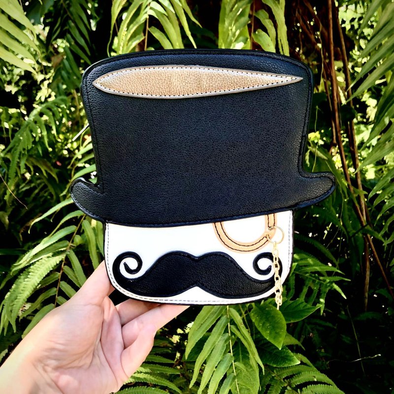 高帽翘胡子魔术师童趣造型斜背包 - 酷乐村 - 侧背包/斜挎包 - 人造皮革 黑色