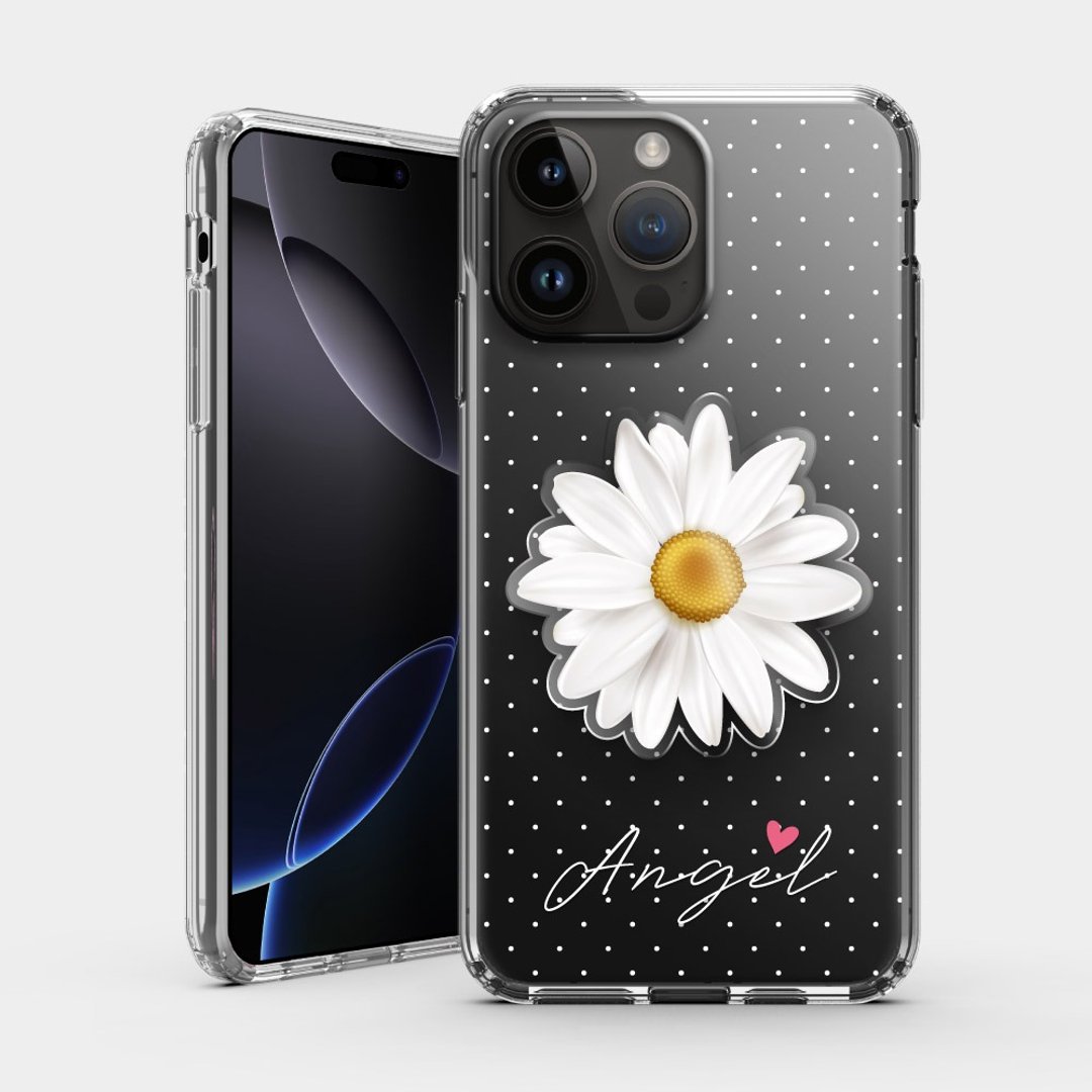 【手机壳&压克力支架】雏菊 定制化文字 iPhone系列手机壳 PS007 - 手机壳/手机套 - 塑料 白色