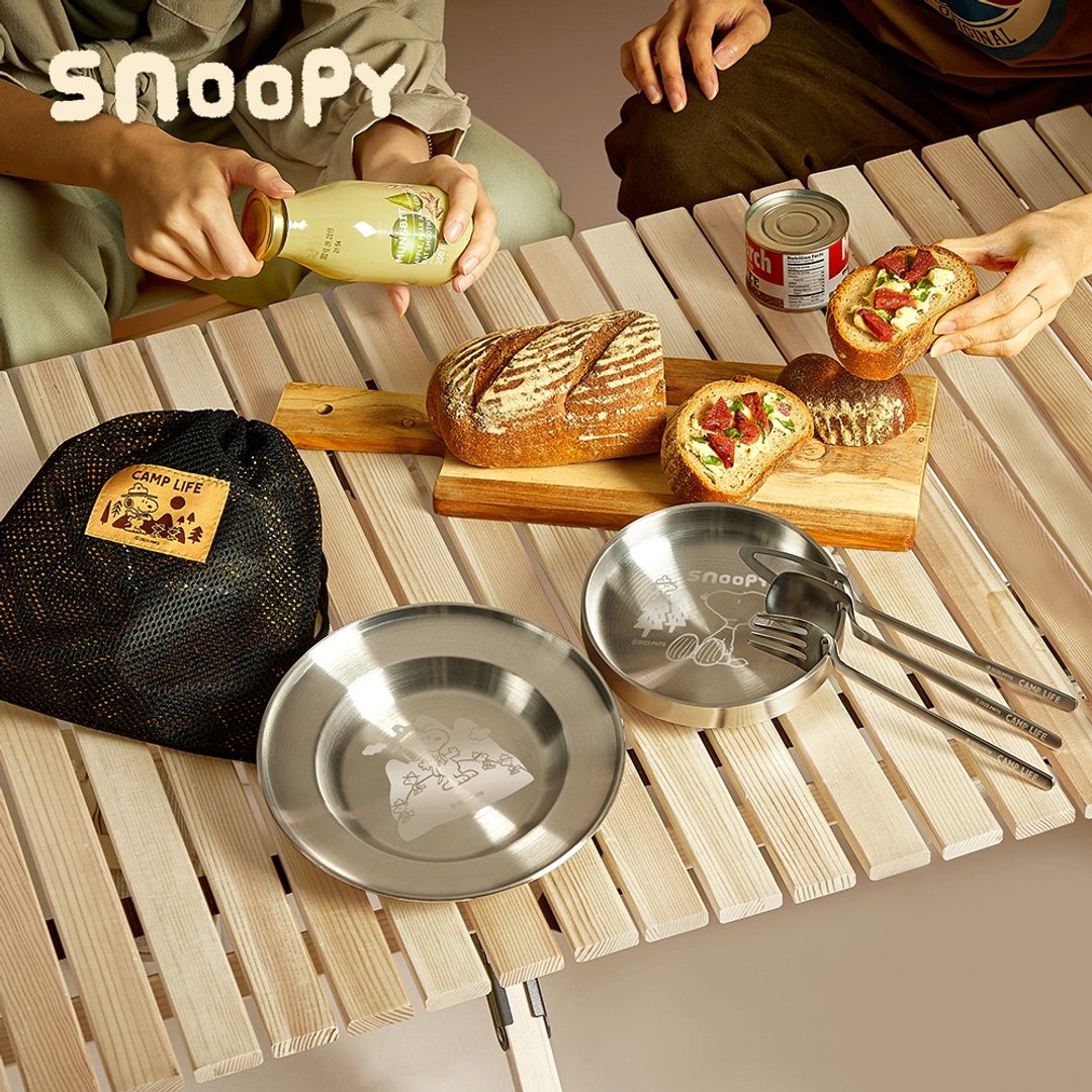 Snoopy 史努比 野营趣#304 不锈钢户外餐食 6 件组 - 餐刀/叉/匙组合 - 不锈钢 