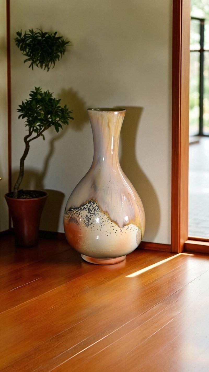 【唯一手作】柴烧上釉花器-胆瓶 NT20 - 花瓶/陶器 - 其他材质 
