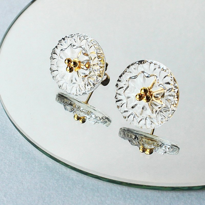 绣球耳针/耳夹 - 耳环/耳夹 - 树脂 透明