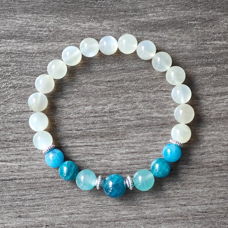 安定之石 月光石 生日礼物 交换礼物 圣诞礼物 圣诞礼盒 水晶手链 - 手链/手环 - 水晶 蓝色