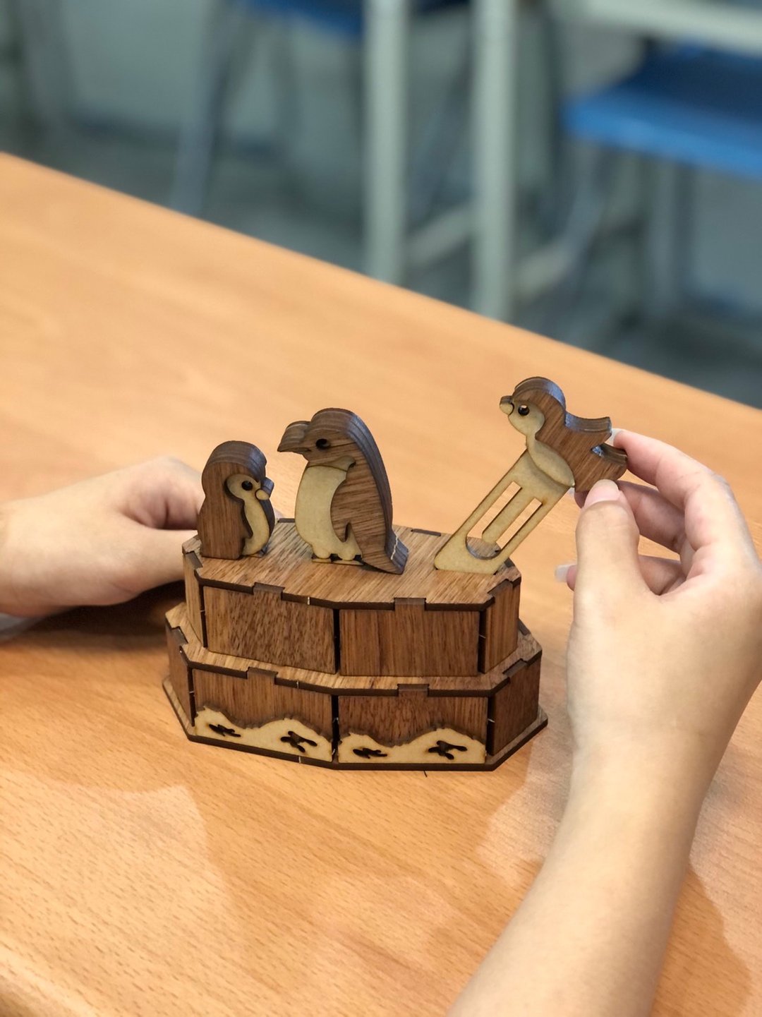 【绝版品优惠】【手作DIY】企鹅书签 收纳 文具 办公室 - 木工/竹艺/纸艺 - 木头 橘色