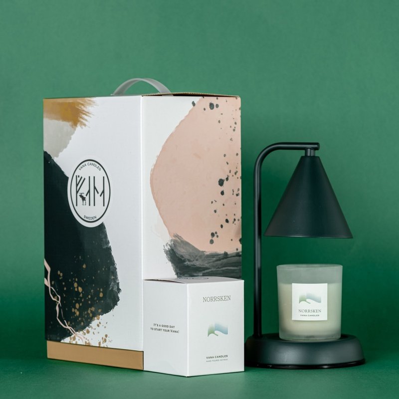 几何款香氛暖灯礼盒-森林绿 融蜡灯+香氛蜡烛组合 - 香薰/精油/线香 - 蜡 绿色