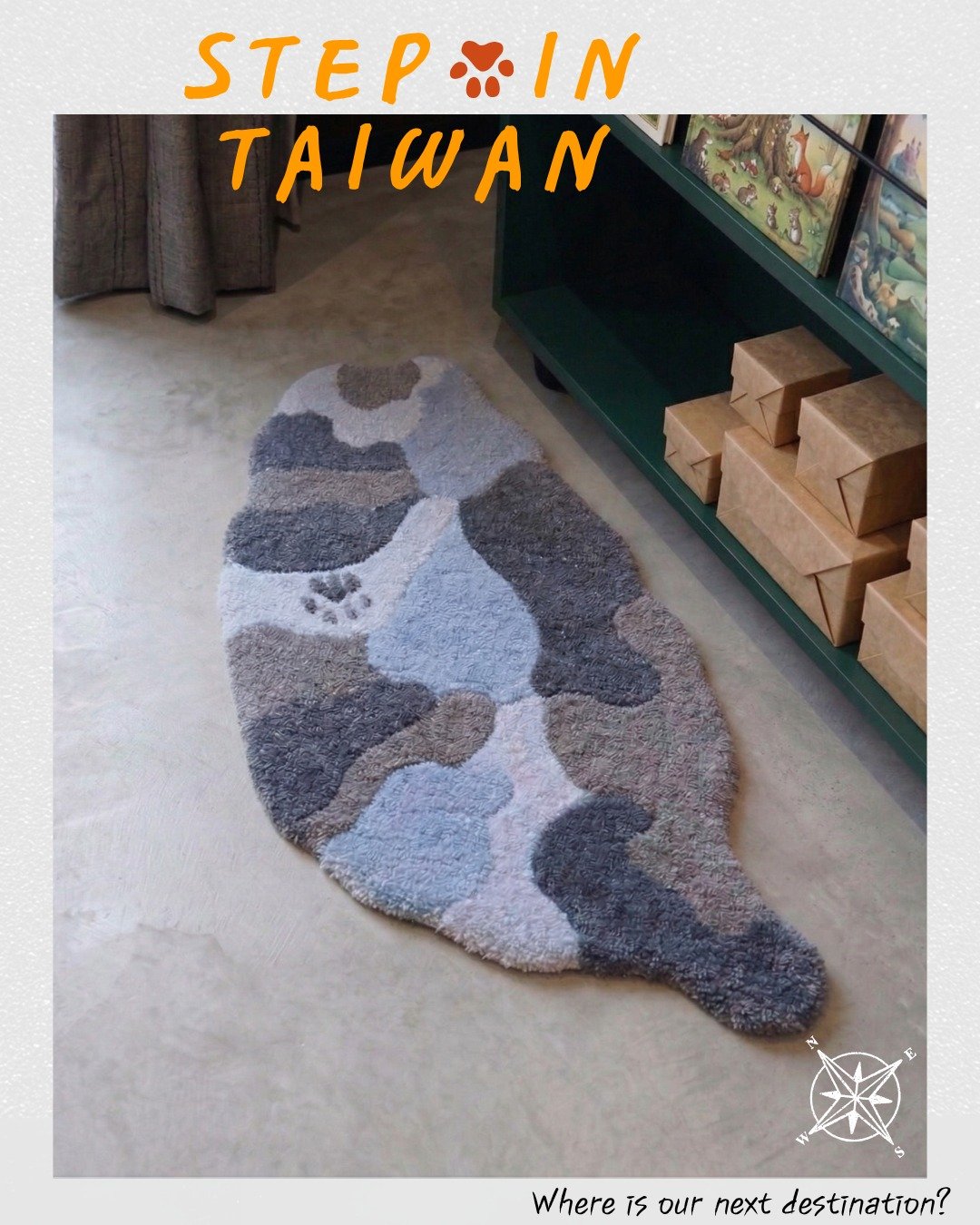 哒哒喵 台湾感性 漫步台湾 猫掌脚印 特厚手作地毯  客制化 - 地垫/地毯 - 棉 
