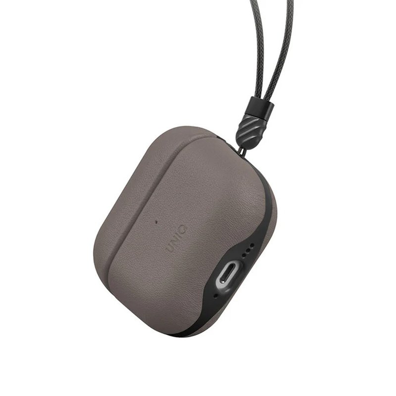 AirPods 4代 Lyden Ds 耐刮皮革收纳保护套 附挂绳- 灰色 - 手机配件 - 真皮 卡其色