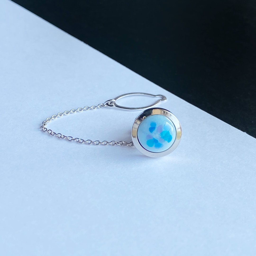 Pastel [Aqua Aqua] Cloisonne Tie Tack Lapel Pin Pure Silver Cloisonne - 领带/领带夹 - 其他材质 蓝色