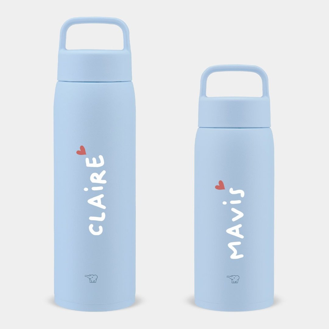 【定制化礼物】爱心 英文名 大容量象印保温瓶 800/1000ml PU007 - 保温瓶/保温杯 - 不锈钢 蓝色
