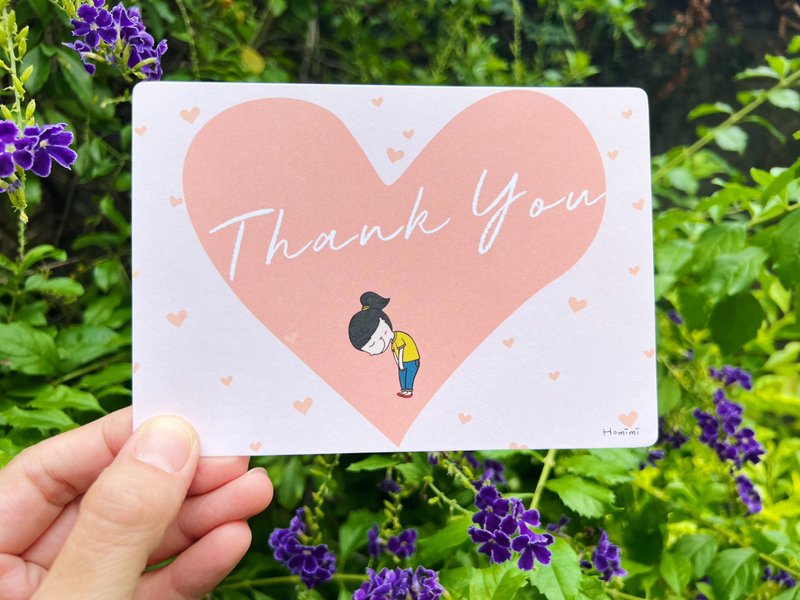插画手写明信片 - 谢谢 - 卡片/明信片 - 纸 白色
