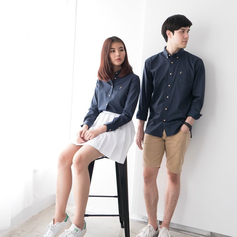 Men shirt: Slim-Button down collar - 男装衬衫 - 纸 蓝色