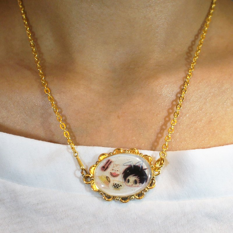 心梦手作饰品系列 - ToosB兔司比手作透明水晶UV饰品项链 - 项链 - 其他金属 金色