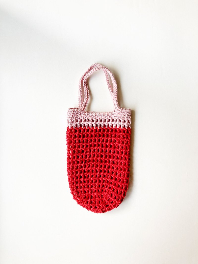 【现货】red + pink 环保杯袋【选我选我不用等喔】 - 随行杯提袋/水壶袋 - 棉．麻 红色