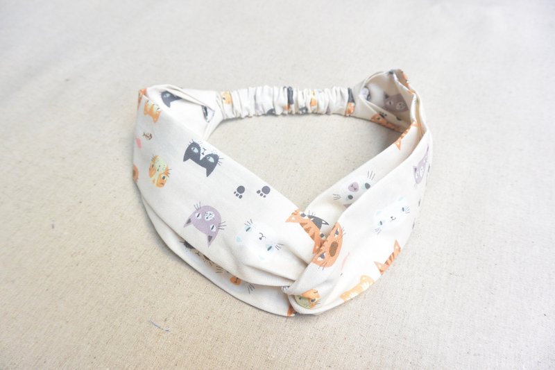 松紧发带 - 猫咪 - 发饰 - 棉．麻 橘色